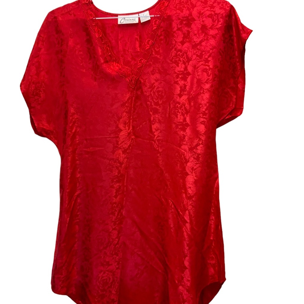 VINTAGE WOMANS Corinna Fashion 100 % SILK NIGHTSHIRT RED Size Medium